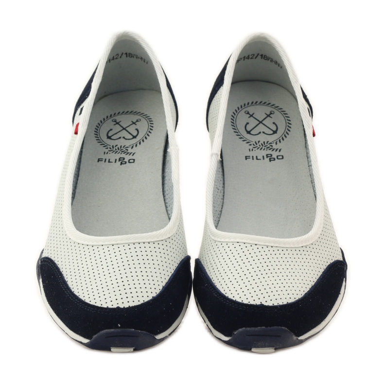 Ballerine da donna in pelle Filippo bianche bianca blu navy 4