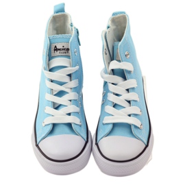 Sneaker stringate American Club bianca blu 4
