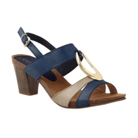 Sandali da donna in pelle Caprice 28307 marrone giallo blu navy 1