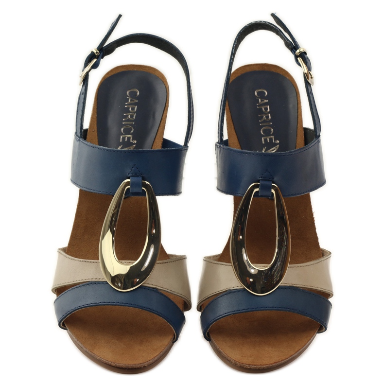 Sandali da donna in pelle Caprice 28307 marrone giallo blu navy 4
