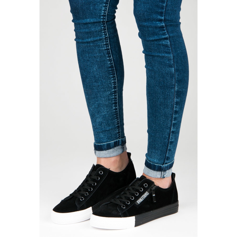 Sneakers in camoscio sulla piattaforma nero 1