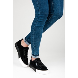 Sneakers in camoscio sulla piattaforma nero 2