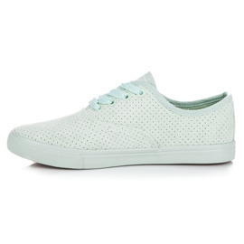 Sneakers traforate in pelle scamosciata verde 1