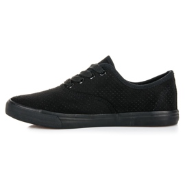 Sneakers traforate in pelle scamosciata nero 1