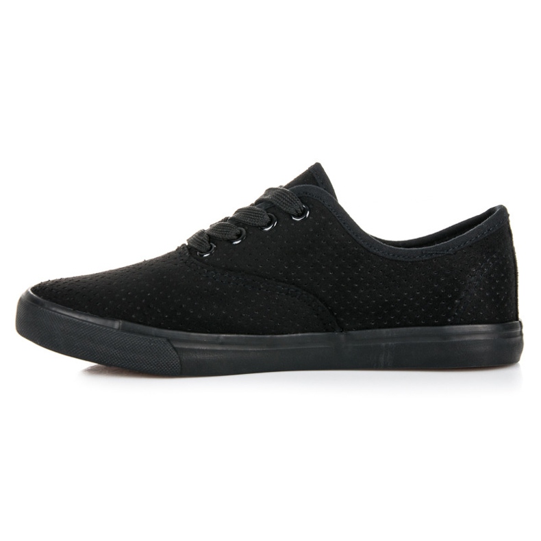 Sneakers traforate in pelle scamosciata nero 1