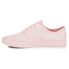 Sneakers traforate in pelle scamosciata rosa 1