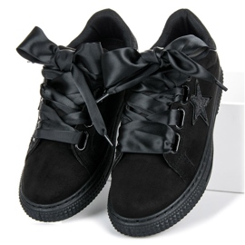 Sneaker alla moda in pelle scamosciata nero 1