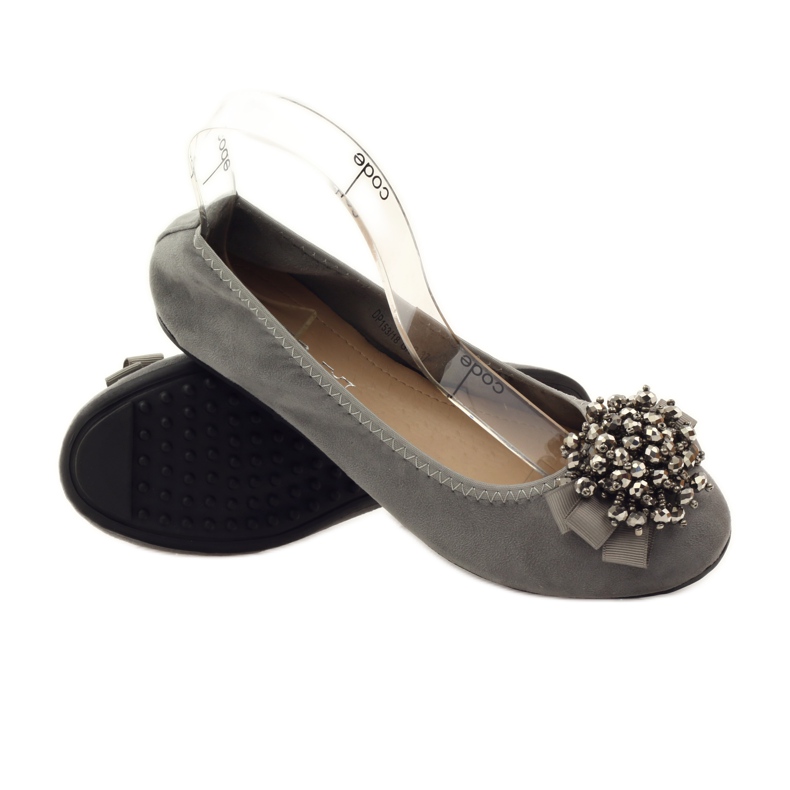 Filippo Ballerine con fiocco e perline grigie grigio 3