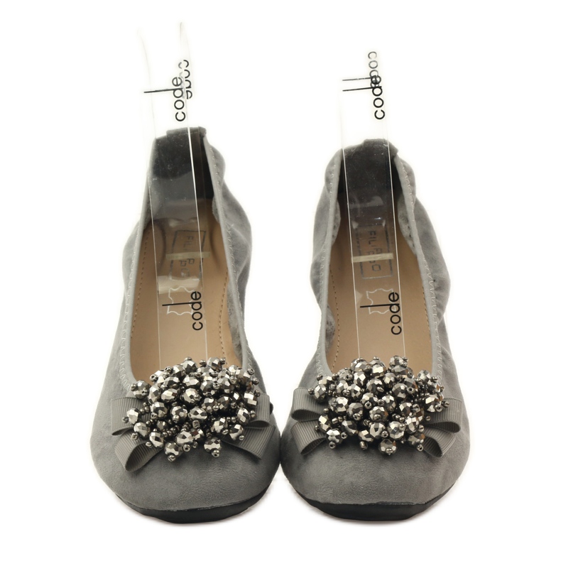 Filippo Ballerine con fiocco e perline grigie grigio 4