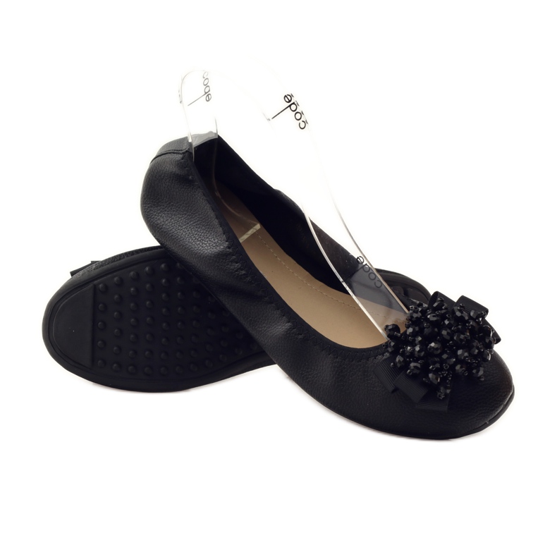 Filippo Ballerine con fiocco e perline nere nero 3