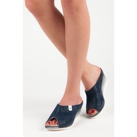 Vinceza Ciabatte blu con zeppa 1