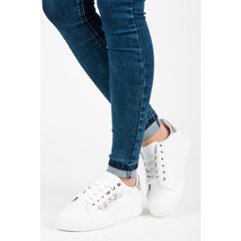 Sneakers bianche con perline bianco 1