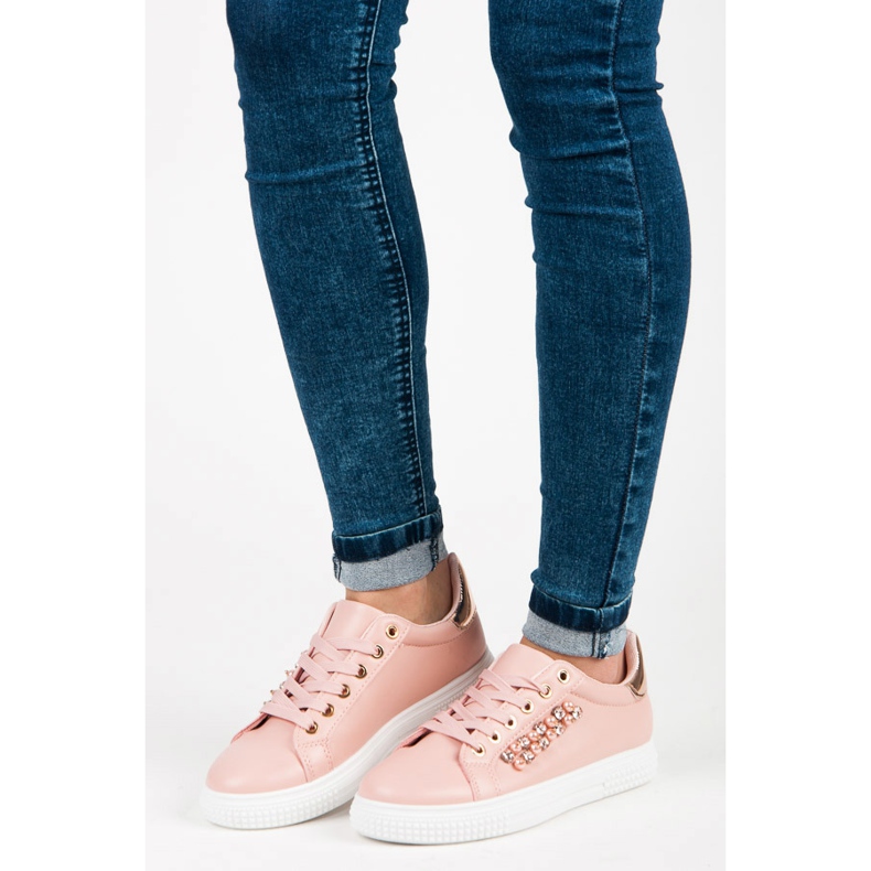 Sneakers rosa con perline 2