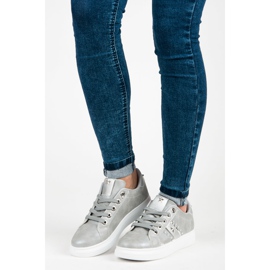 Sneakers allacciate argento grigio 1