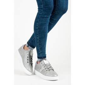 Sneakers allacciate argento grigio 2