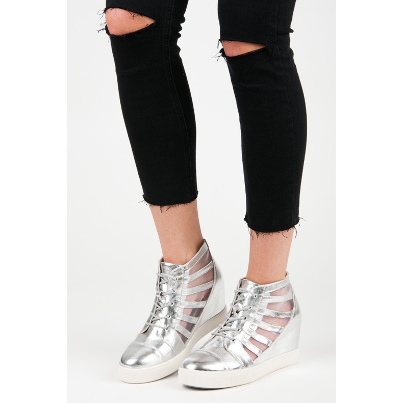 Kylie Sneakers con zeppa argento grigio 2