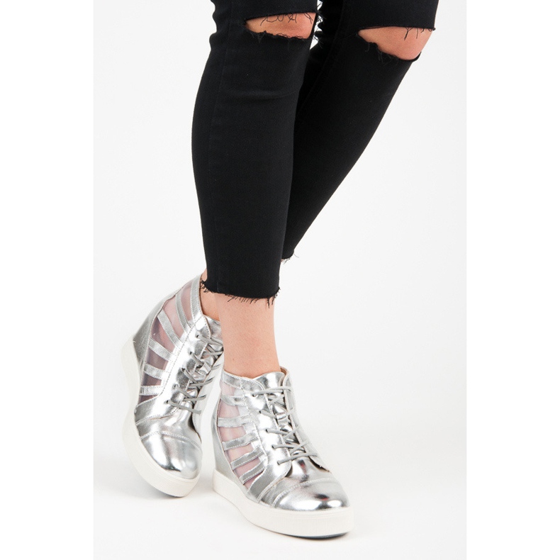 Kylie Sneakers con zeppa argento grigio 1