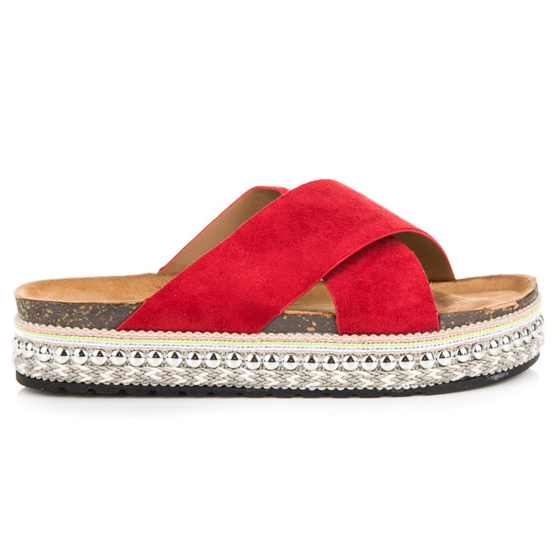 Seastar Ciabatte in camoscio sulla piattaforma rosso 1