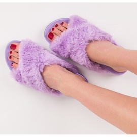 Eleganti pantofole in pelliccia viola 1