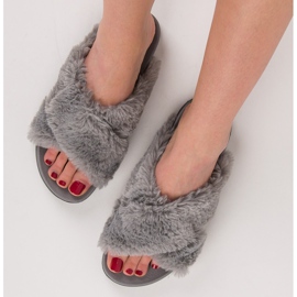 Eleganti pantofole in pelliccia grigio 2
