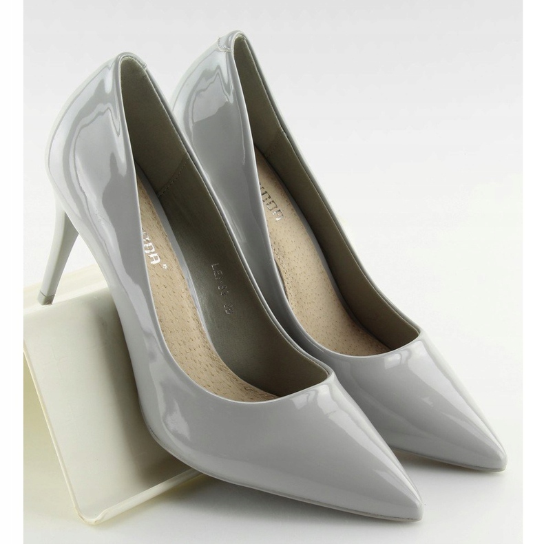 Décolleté da donna laccate grigie LEI-83 Grey grigio 1