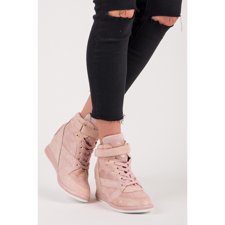Vices Sneakers con zeppa allacciate rosa 1