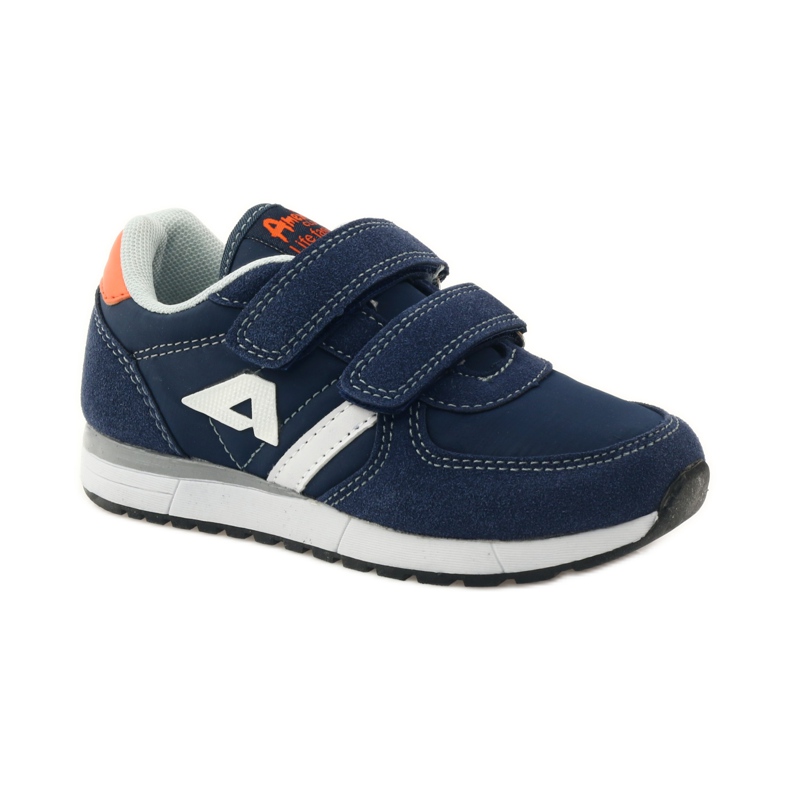 American Club Scarpe sportive con sottopiede in pelle americana blu navy arancia bianco 1