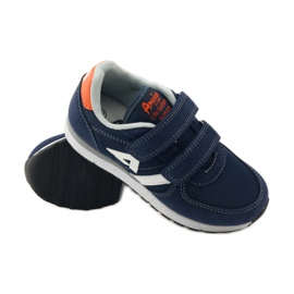 American Club Scarpe sportive con sottopiede in pelle americana blu navy arancia bianco 3