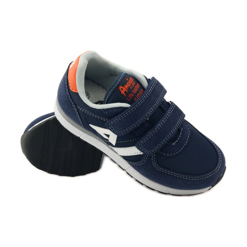 American Club Scarpe sportive con sottopiede in pelle americana blu navy arancia bianco 3