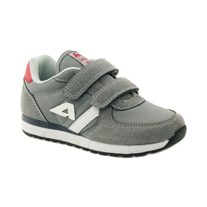 American Club Intarsio in pelle americana con velcro sportivo rosso grigio bianco 1