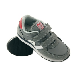 American Club Intarsio in pelle americana con velcro sportivo rosso grigio bianco 3
