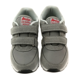 American Club Intarsio in pelle americana con velcro sportivo rosso grigio bianco 4