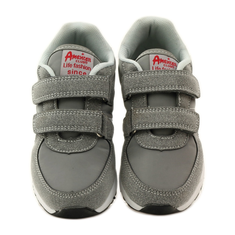 American Club Intarsio in pelle americana con velcro sportivo rosso grigio bianco 4