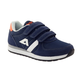 American Club Sneakers americane con sottopiede in pelle blu navy arancia bianco 1