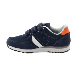 American Club Sneakers americane con sottopiede in pelle blu navy arancia bianco 2