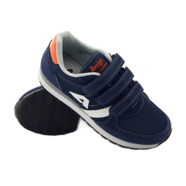 American Club Sneakers americane con sottopiede in pelle blu navy arancia bianco 3