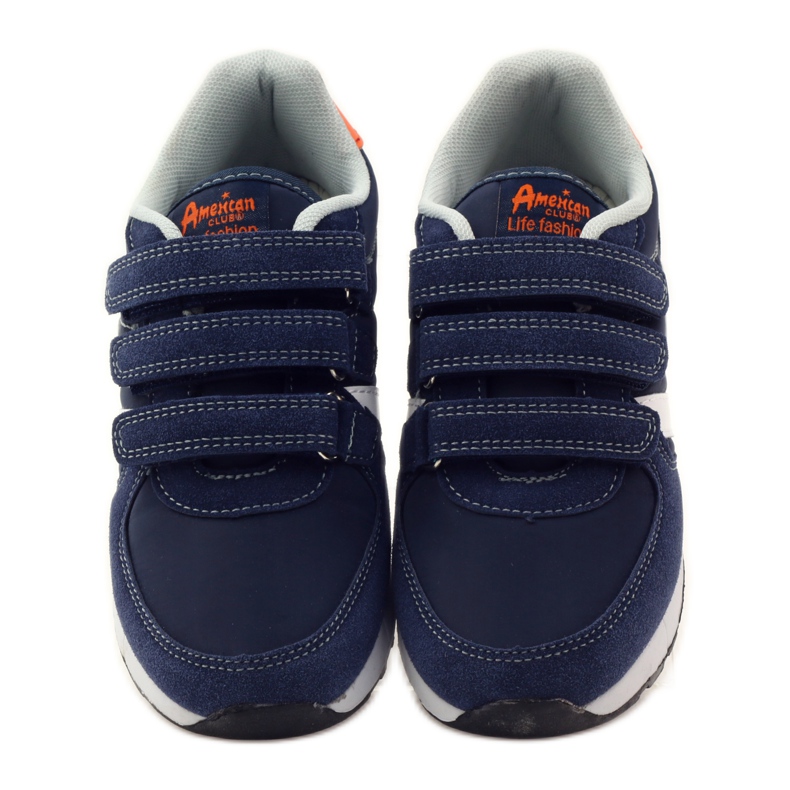 American Club Sneakers americane con sottopiede in pelle blu navy arancia bianco 4