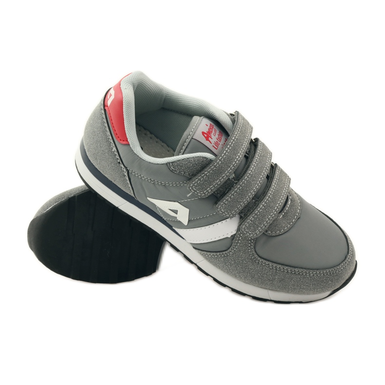 American Club Scarpe sportive con sottopiede in pelle americana rosso grigio bianco 3