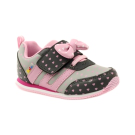 American Club Scarpe sportive americane con sottopiede in pelle rosa grigio 1