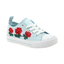 American Club Sneakers con rose ricamate American 17035 rosso blu bianco 1