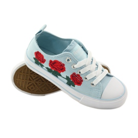 American Club Sneakers con rose ricamate American 17035 rosso blu bianca 3