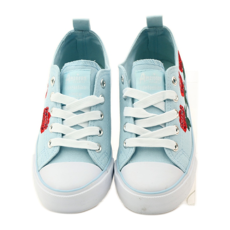 American Club Sneakers con rose ricamate American 17035 rosso blu bianco 4