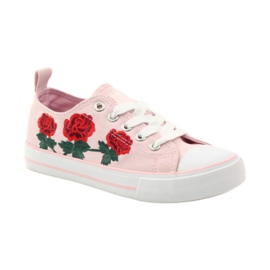 American Club Sneakers con rose ricamate American 17035 rosa rosso verde 1
