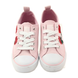 American Club Sneakers con rose ricamate American 17035 rosa rosso verde 4