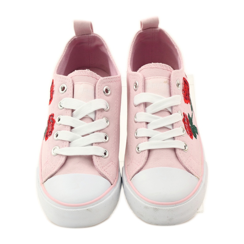 American Club Sneakers con rose ricamate American 17035 rosa rosso verde 4