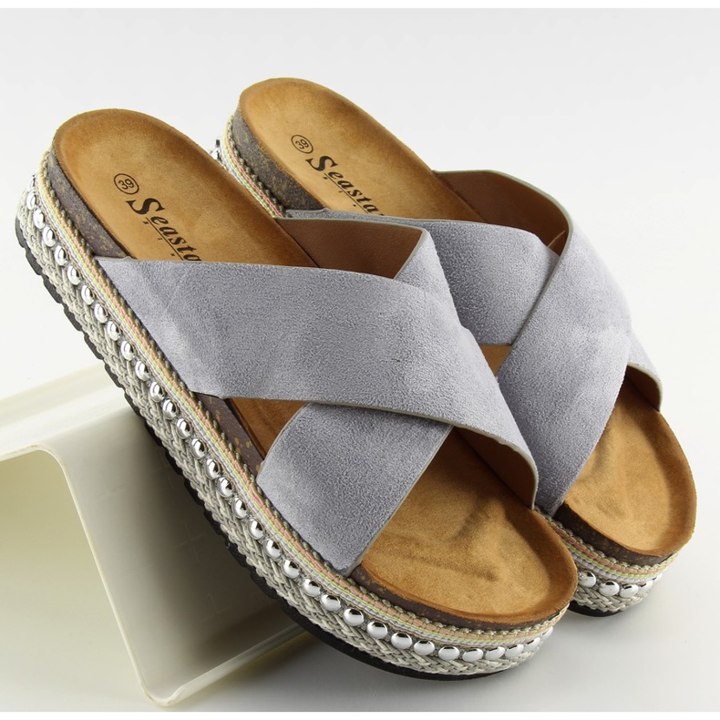 Grigio Pantofole da donna grigie CK15P grigio 2
