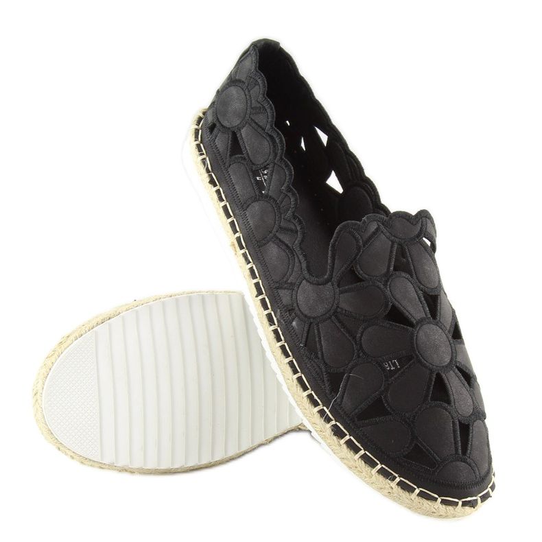Espadrillas nere traforate da donna LT86 nere nero 2
