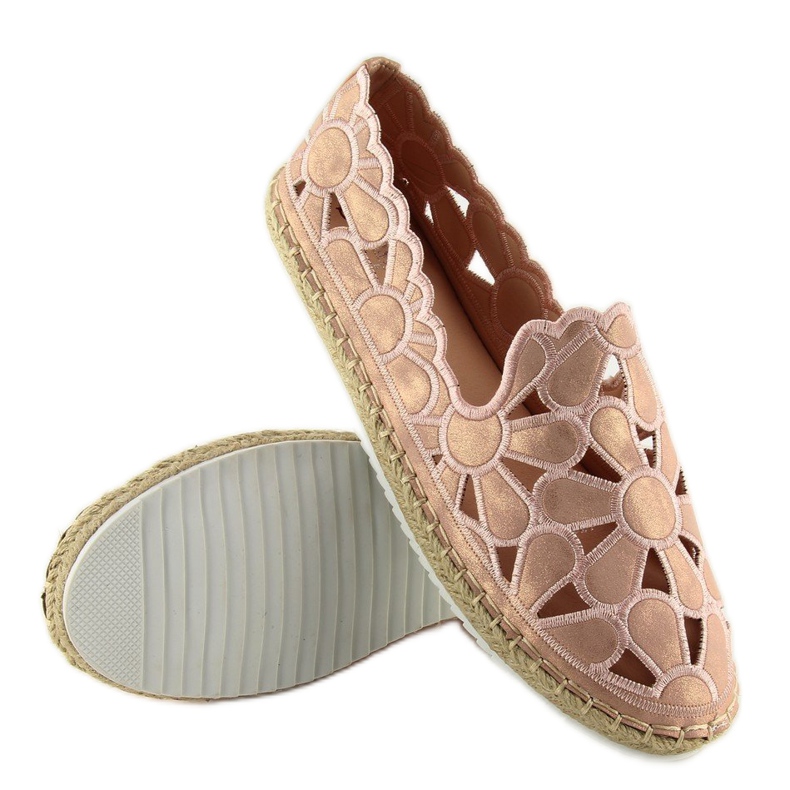 Espadrillas rosa traforate da donna LT86 Champagne 2