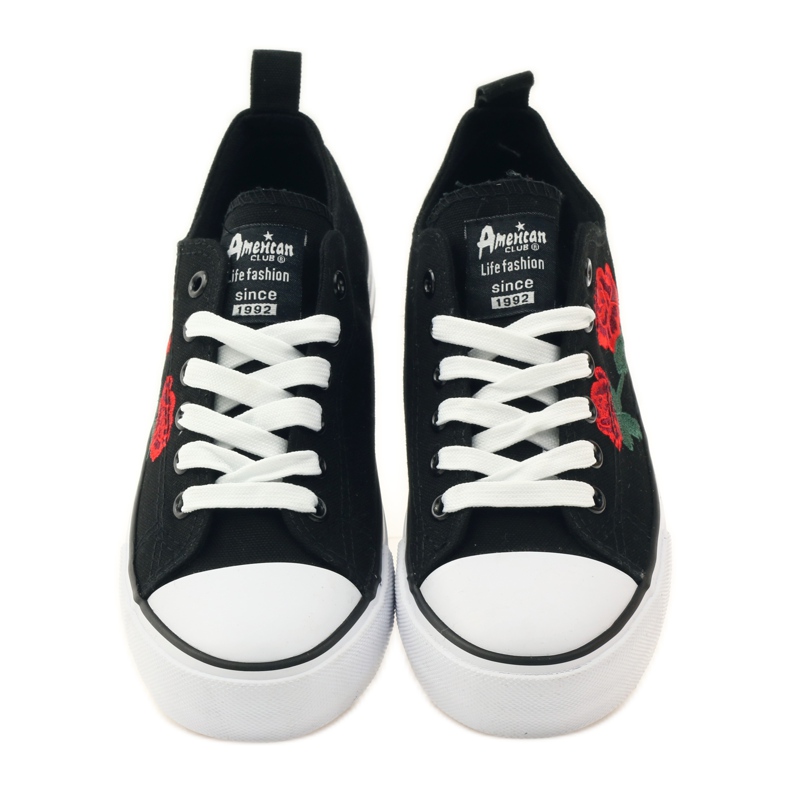 American Club Sneakers con rose ricamate American 17035 rosso nero bianca 4