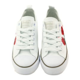 American Club Sneakers con rose ricamate American 17035 rosso bianco 4
